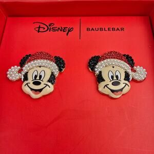 Disney x BaubleBar Mickey Mouse Santa Hat Christmas Stud Earrings